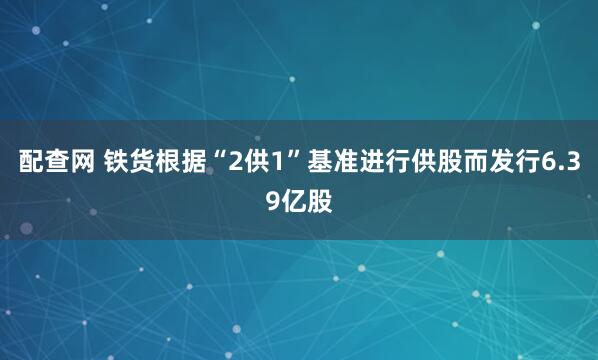 配查网 铁货根据“2供1”基准进行供股而发行6.39亿股